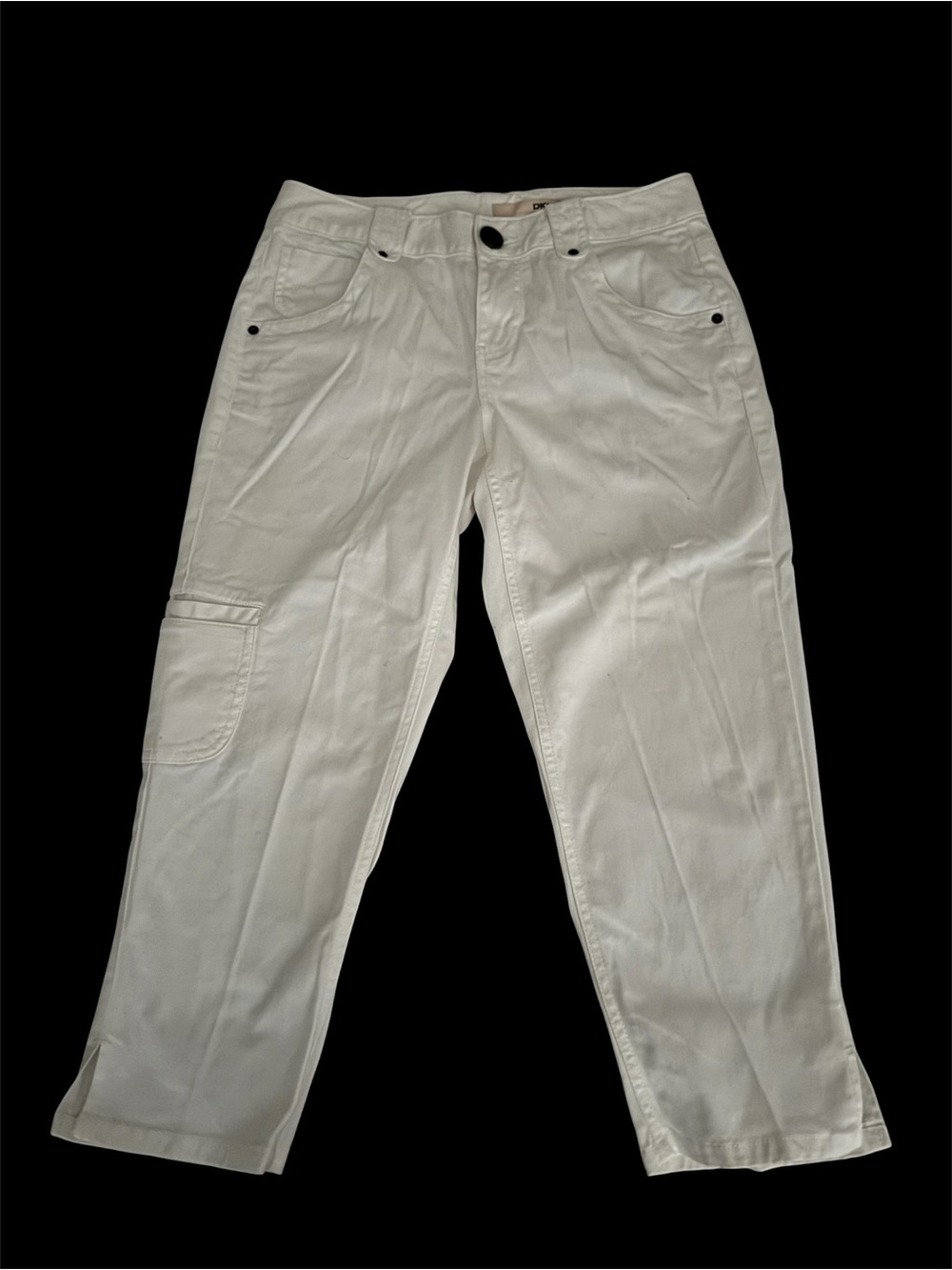 DKNY White Straight-Leg Jeans with Pocket Detail
